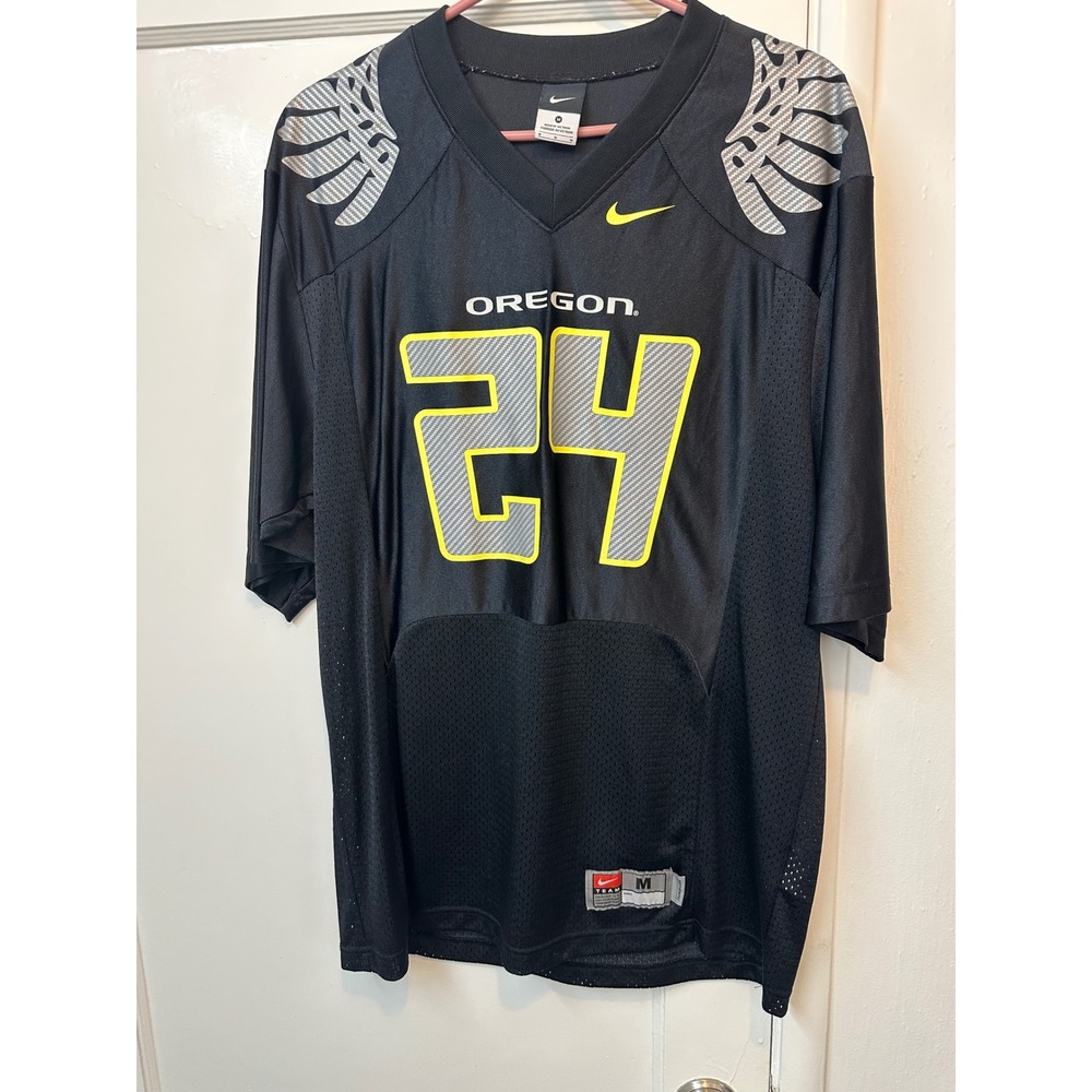 Nike Oregon Ducks Football Jersey Mens Medium‎ Black Silver Wing Number 24 Team